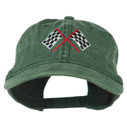 Checkered Racing Flag Embroidered Washed Cap