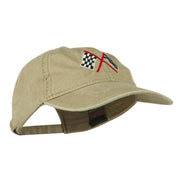 Checkered Racing Flag Embroidered Washed Cap