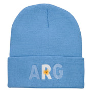 Argentina ARG Flag Embroidered Long Beanie