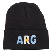 Argentina ARG Flag Embroidered Long Beanie