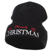 Miracle of Christmas Embroidered Long Beanie