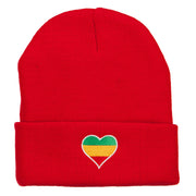 Rasta Heart Embroidered Long Beanie