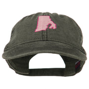 Rhode Island State Map Embroidered Washed Cotton Cap