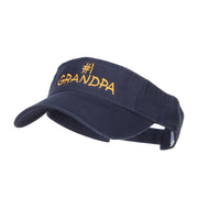 Number 1 Grandpa Embroidered Cotton Washed Visor