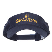 Number 1 Grandpa Embroidered Cotton Washed Visor