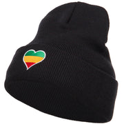 Rasta Heart Embroidered Long Beanie