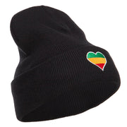 Rasta Heart Embroidered Long Beanie