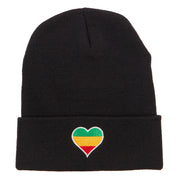 Rasta Heart Embroidered Long Beanie