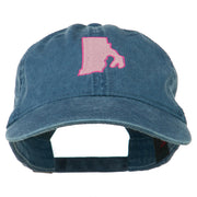 Rhode Island State Map Embroidered Washed Cotton Cap