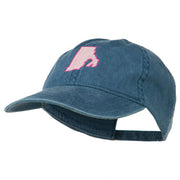 Rhode Island State Map Embroidered Washed Cotton Cap