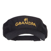 Number 1 Grandpa Embroidered Cotton Washed Visor