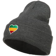 Rasta Heart Embroidered Long Beanie