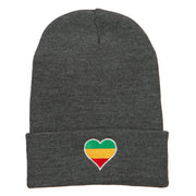 Rasta Heart Embroidered Long Beanie