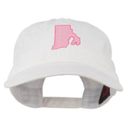 Rhode Island State Map Embroidered Washed Cotton Cap