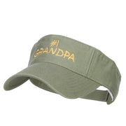 Number 1 Grandpa Embroidered Cotton Washed Visor