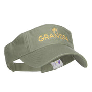 Number 1 Grandpa Embroidered Cotton Washed Visor