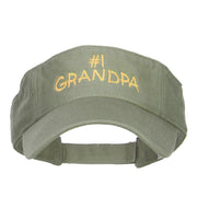 Number 1 Grandpa Embroidered Cotton Washed Visor