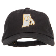 Rhode Island State Flag Map Embroidered Unstructured Washed Cap