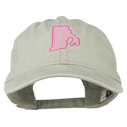 Rhode Island State Map Embroidered Washed Cotton Cap