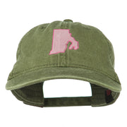 Rhode Island State Map Embroidered Washed Cotton Cap