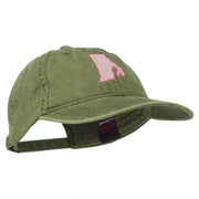 Rhode Island State Map Embroidered Washed Cotton Cap