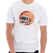 Retro Football Helmet Graphic Design Ring Spun Combed Cotton Short Sleeve Deluxe Jersey T-Shirt