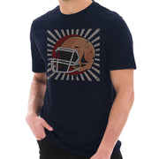 Retro Football Helmet Graphic Design Ring Spun Combed Cotton Short Sleeve Deluxe Jersey T-Shirt