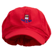 Beach Party Logo Embroidered Cotton Elastic Newsboy Cap - Red OSFM