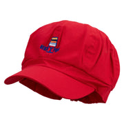 Beach Party Logo Embroidered Cotton Elastic Newsboy Cap - Red OSFM