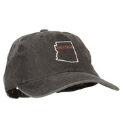 Arizona with Map Outline Embroidered Washed Cotton Twill Cap