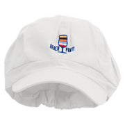Beach Party Logo Embroidered Cotton Elastic Newsboy Cap - White OSFM