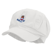 Beach Party Logo Embroidered Cotton Elastic Newsboy Cap - White OSFM