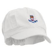 Beach Party Logo Embroidered Cotton Elastic Newsboy Cap - White OSFM