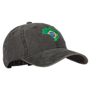 Brazil Flag Map Embroidered Washed Cotton Twill Cap