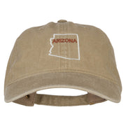 Arizona with Map Outline Embroidered Washed Cotton Twill Cap