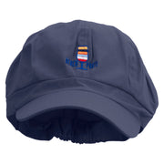 Beach Party Logo Embroidered Cotton Elastic Newsboy Cap - Navy OSFM