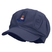 Beach Party Logo Embroidered Cotton Elastic Newsboy Cap - Navy OSFM