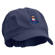 Beach Party Logo Embroidered Cotton Elastic Newsboy Cap - Navy OSFM