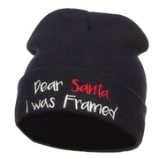 Dear Santa I was Framed Embroidered Beanie