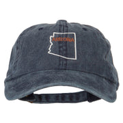 Arizona with Map Outline Embroidered Washed Cotton Twill Cap