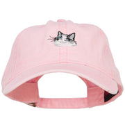 Ragdoll Cat Head Embroidered Washed Cotton Twill Cap