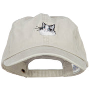 Ragdoll Cat Head Embroidered Washed Cotton Twill Cap