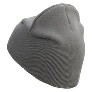Fishing Hook Embroidered 8 inch Acrylic Short Blank Beanie - Grey OSFM