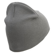 Fishing Hook Embroidered 8 inch Acrylic Short Blank Beanie - Grey OSFM