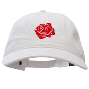 Rosy Rose Embroidered Washed Solid Pigment Dyed Cotton Twill Brass Buckle Cap