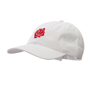 Rosy Rose Embroidered Washed Solid Pigment Dyed Cotton Twill Brass Buckle Cap