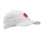 Rosy Rose Embroidered Washed Solid Pigment Dyed Cotton Twill Brass Buckle Cap