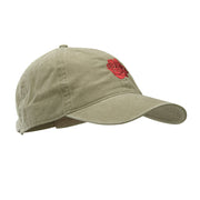 Rosy Rose Embroidered Washed Solid Pigment Dyed Cotton Twill Brass Buckle Cap