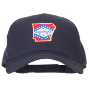 Arkansas State Map Flag Embroidered Solid Cotton Pro Cap