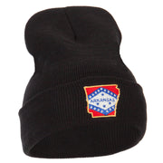 Arkansas State Flag Map Embroidered Long Beanie